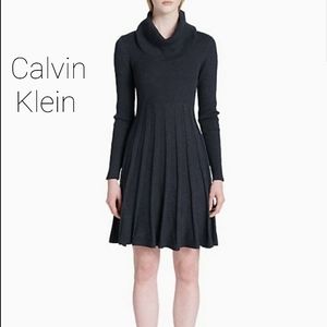 Calvin Klein Fit & Flare Sweater Dress Turtleneck